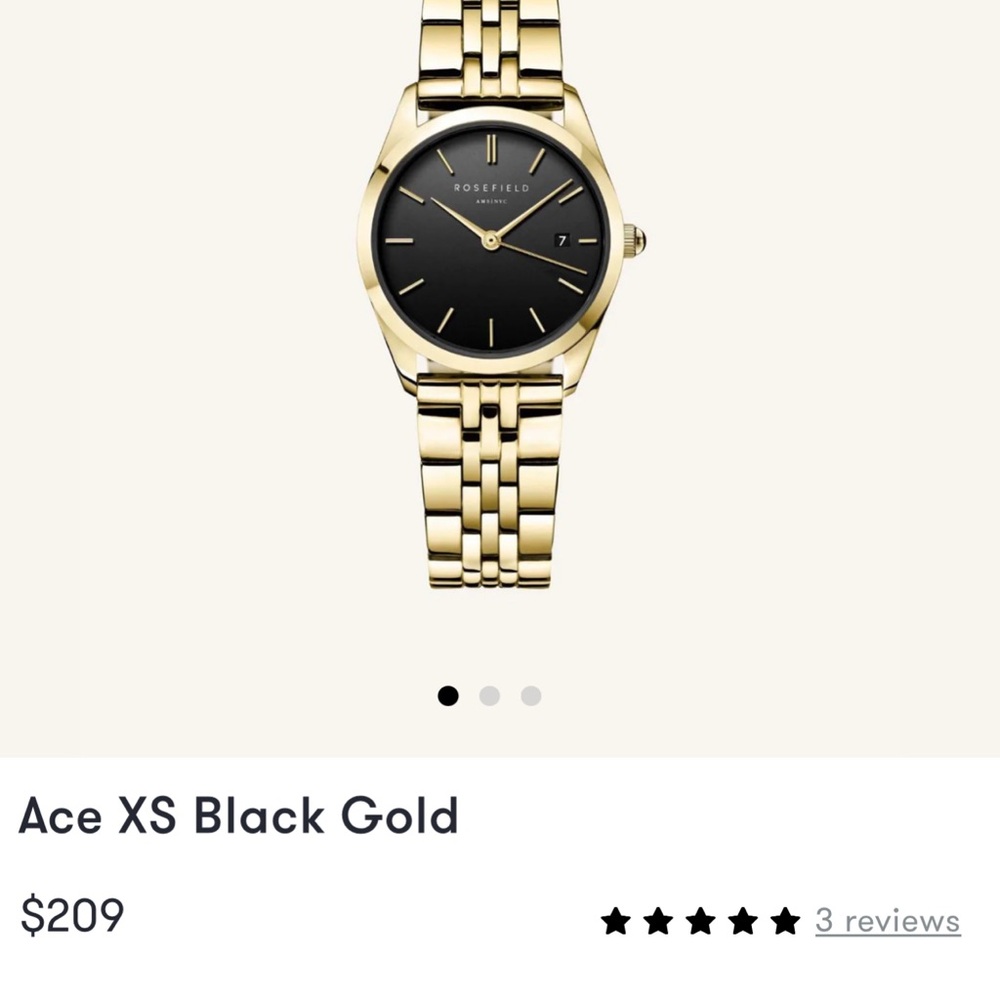 Rosefield Ace XS Black Gold Watch